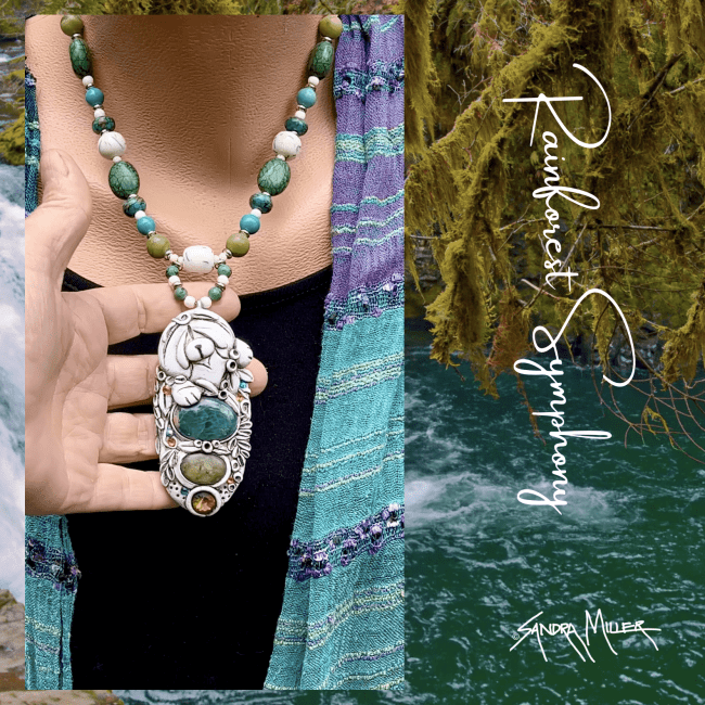 RAINFOREST SYMPHONY- Travel inspired statement necklace /earring set